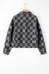 Checkered Patchwork Button up Denim Jacket